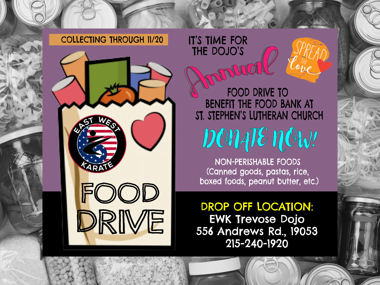 Join Us for the EWK’s Annual Food Drive to Support St. Stephen’s Lutheran Church